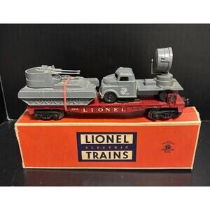 Lionel Trains O Gauge #6808 Flatcar With Military Units Read Description Tank